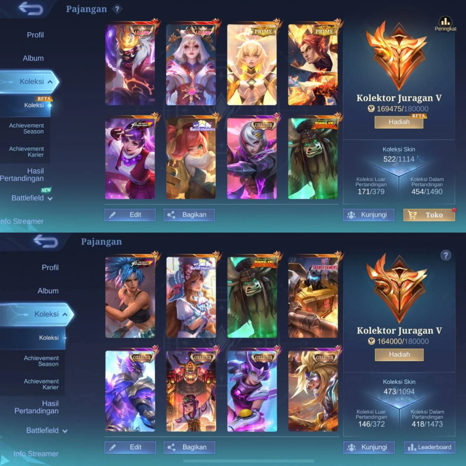 SKIN LEGEND 3 + BANYAK SKIN SULTAN