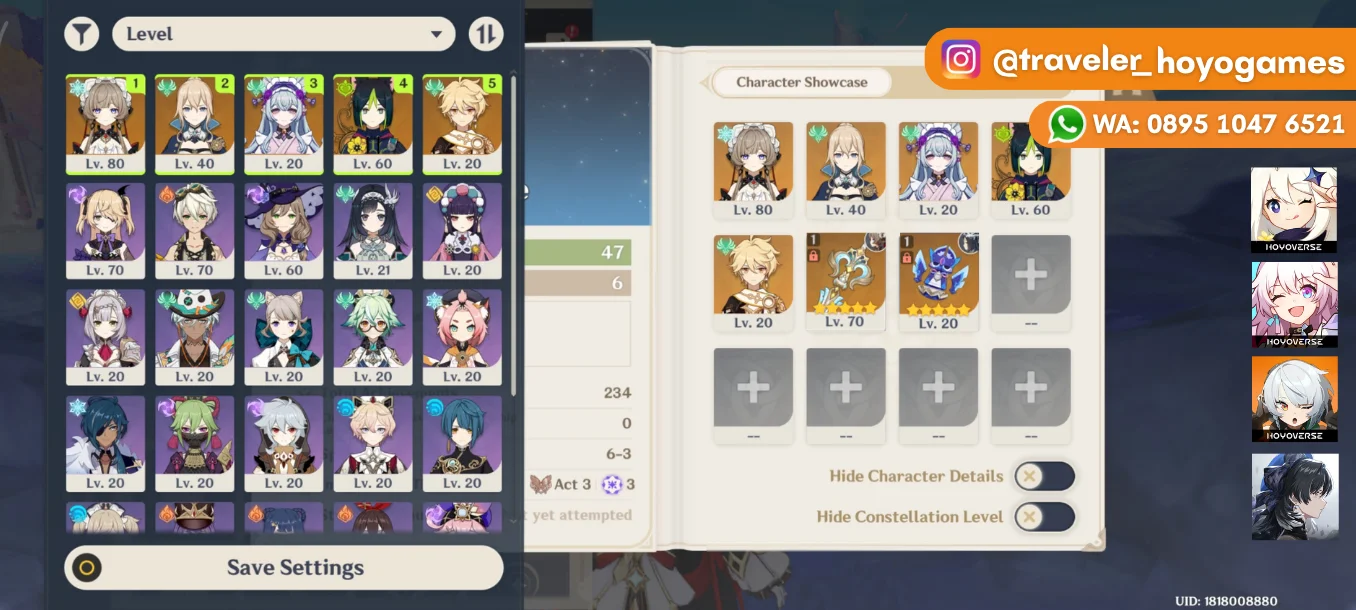 Sandrone Sign AR 47 MC Aether All Unset UID Cantik