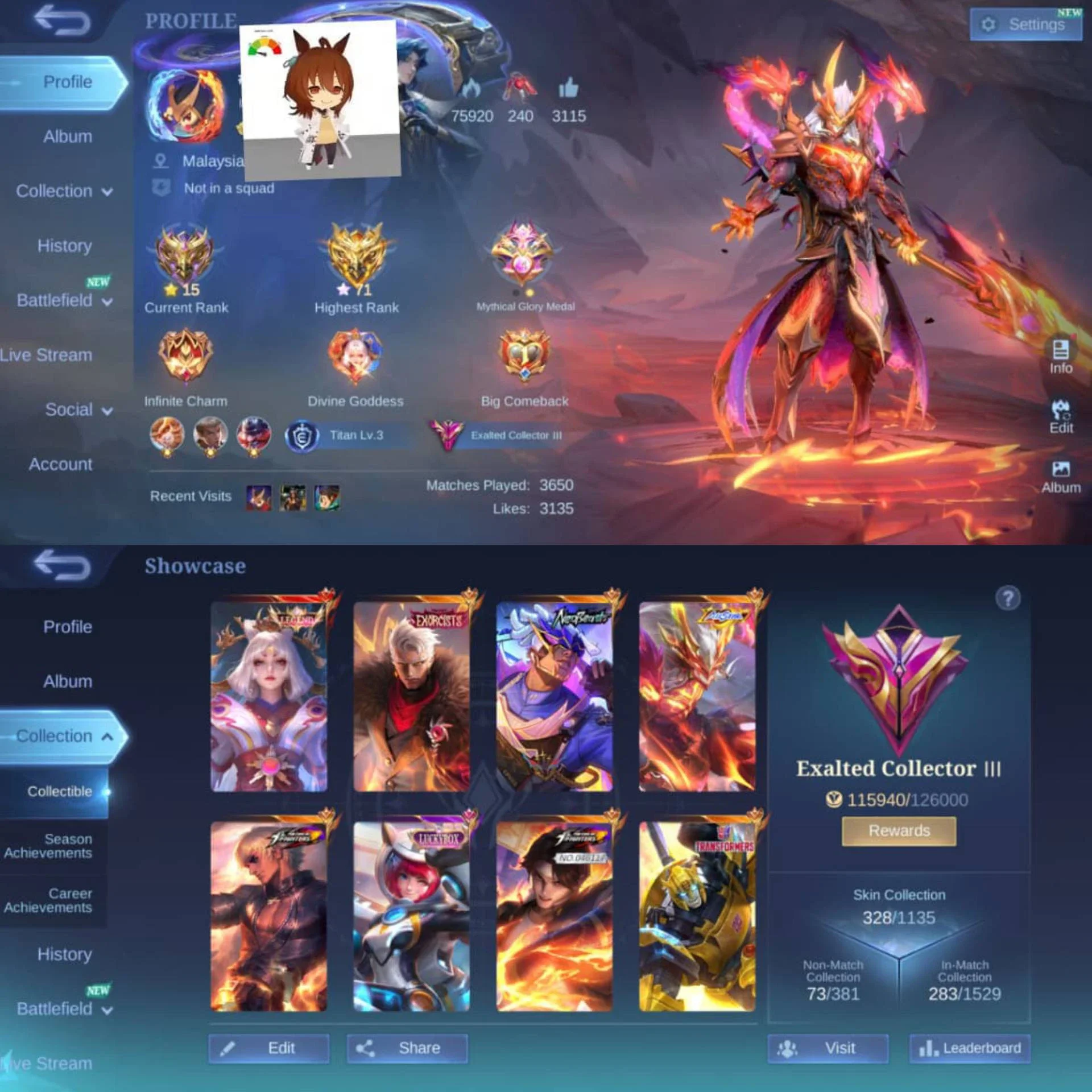 LEGEND LUNOX, KOF GUSION VALIR KARINA, TRANSFORMER X-BORG ROGER, EXORCIST YUZHONG, ALLSTAR MOSKOV, DLL.