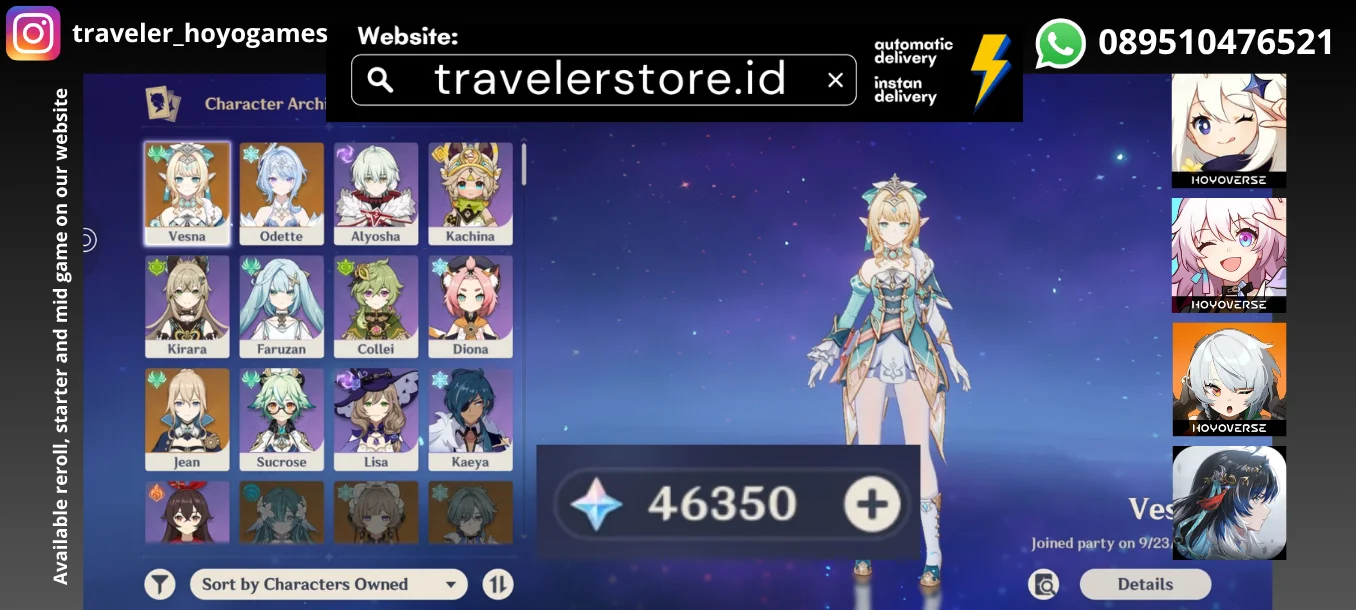 Vesna + Odette + 46000 Primogems Asia All Unset
