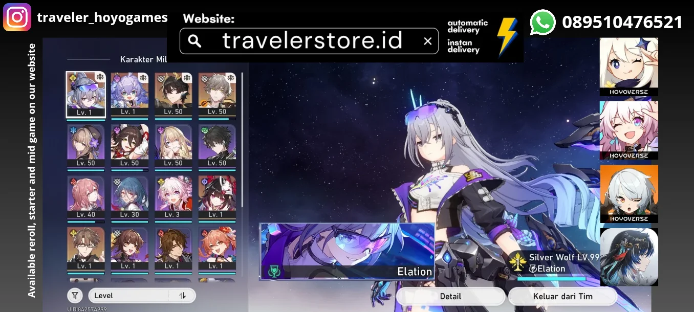 SilverWolf Lv.999 Sign + Sparkle DanhengPT TL 35 MC Male All Unset