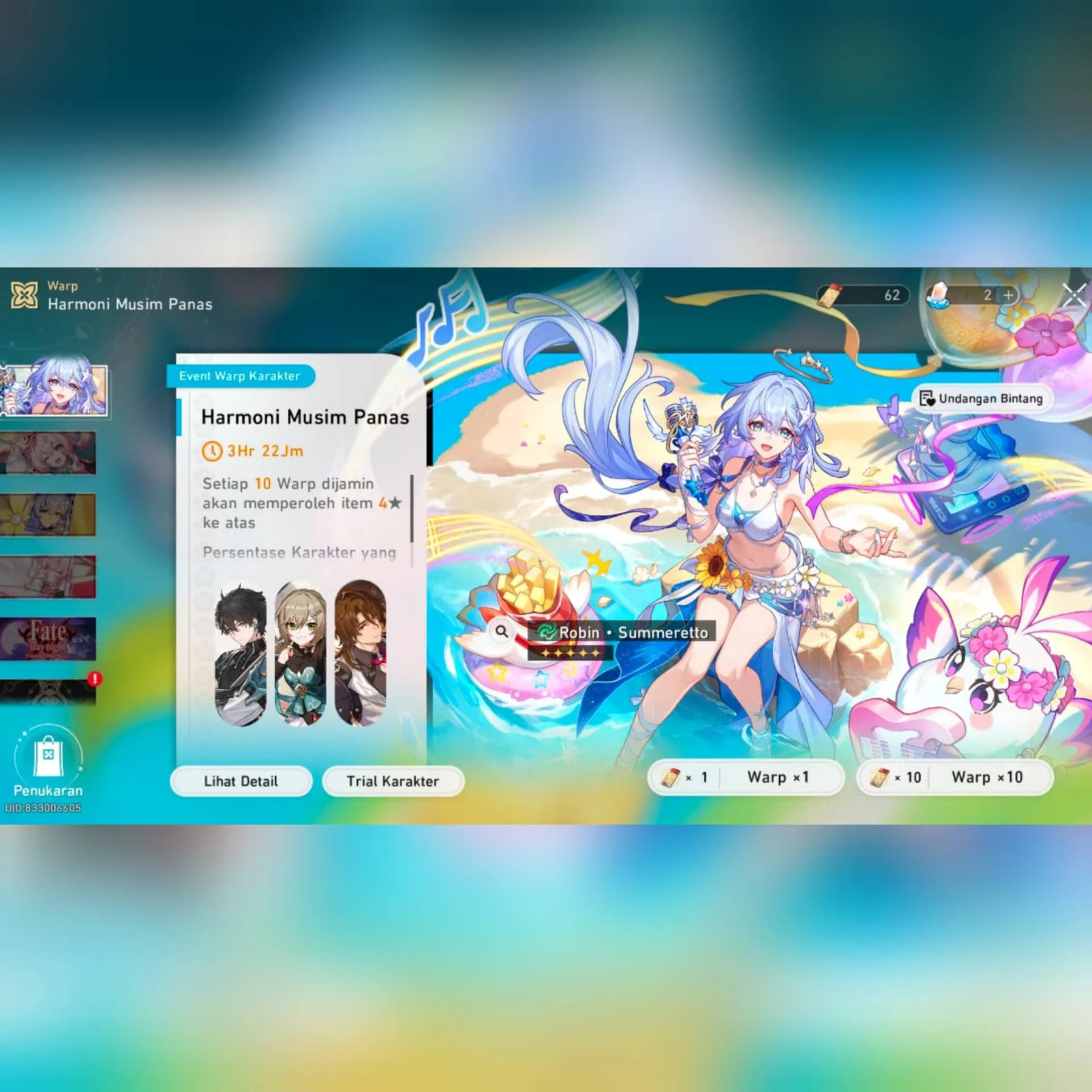 PREM GILI & TIM SW999 BISA GACHA RATE ON