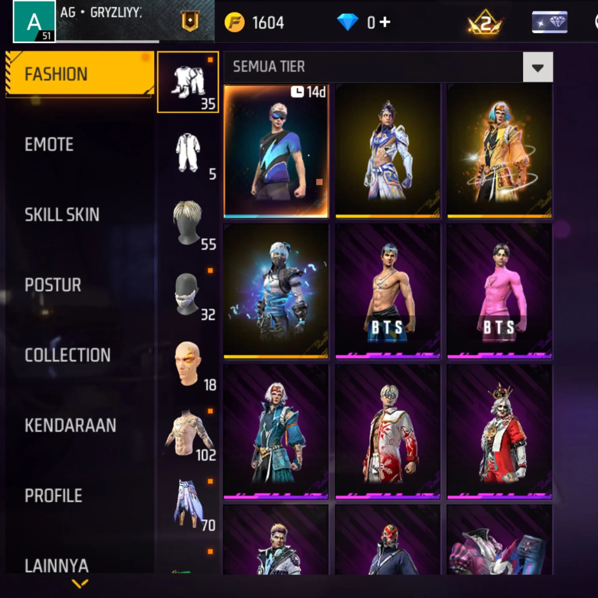 Akun Free Fire, akun nya ngga ke pake, negokan saja kalo mau nego.