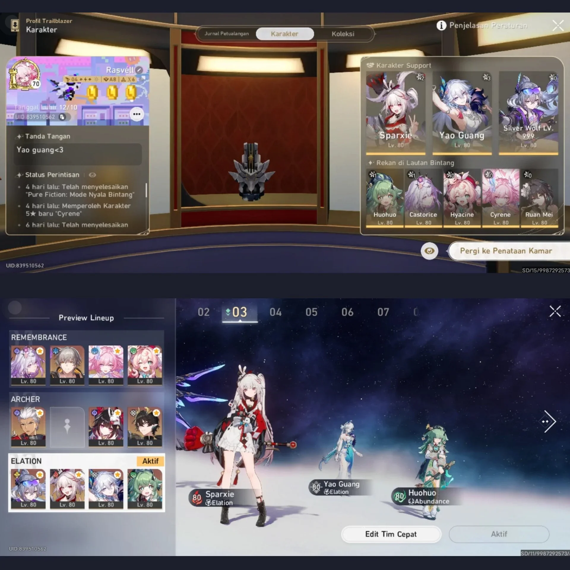 SILVER WOLF LV 999 PREMIUM TEAM + REMEMBRANCE SEMI PREMIUM