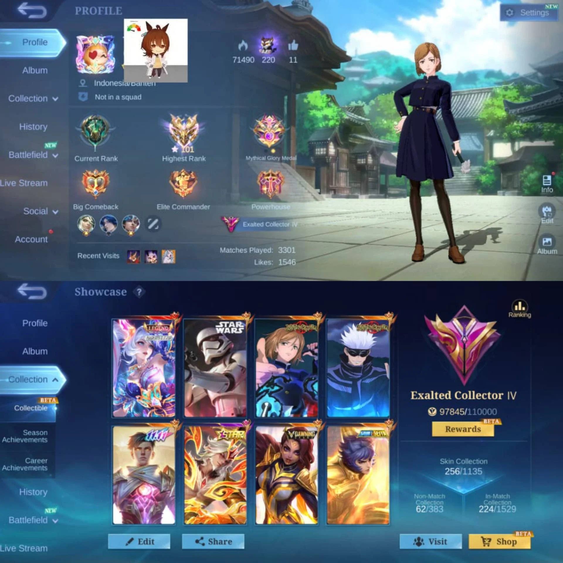 EX GLOBAL DIGIE, 1 STAR CORE LEGEND, LEGEND LAYLA, JJK XAVIER MELISA