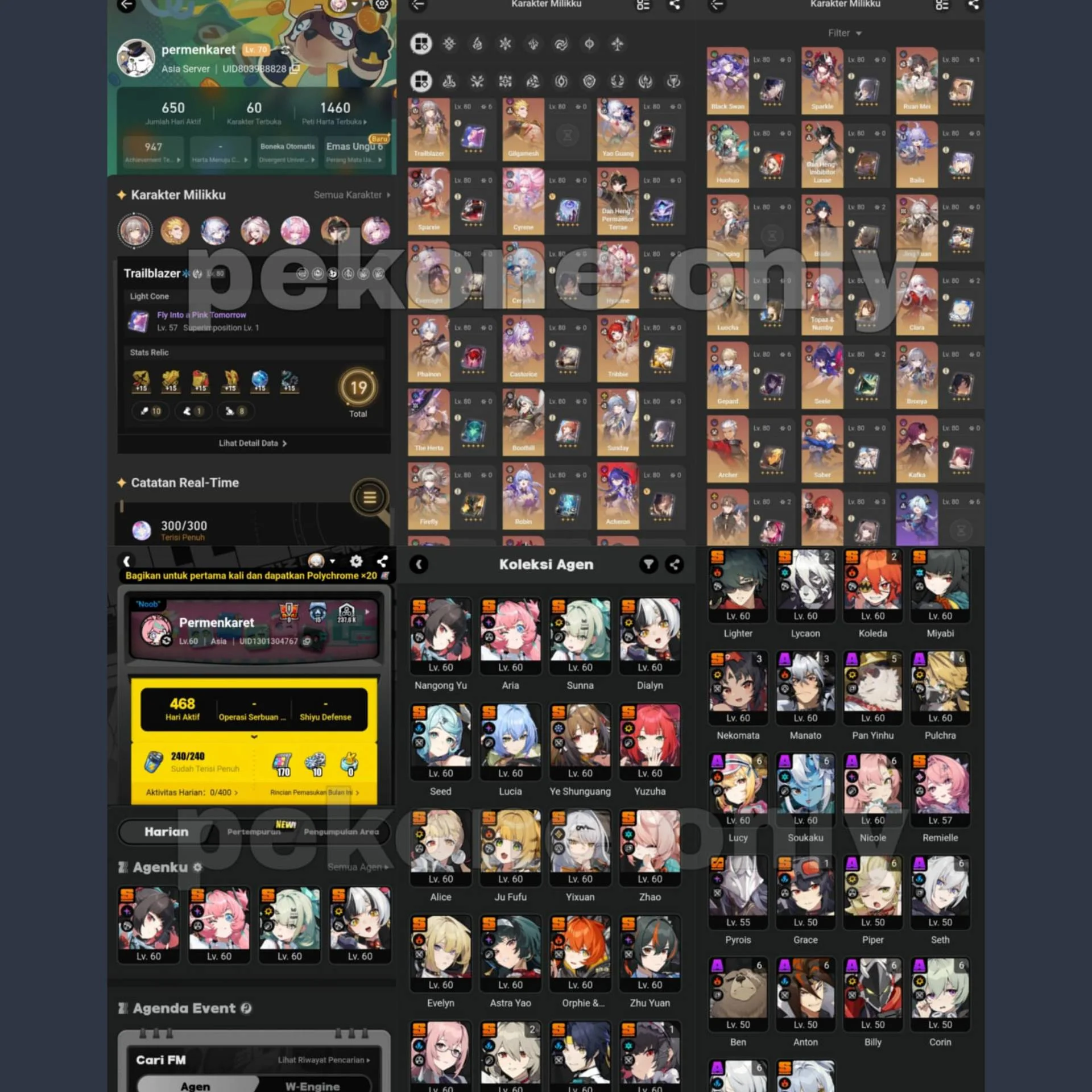 34 LIMITED, ENDGAME ACC (BELI 1 GRATIS 2) INCLUDE HSR, GENSHIN, ZZZ