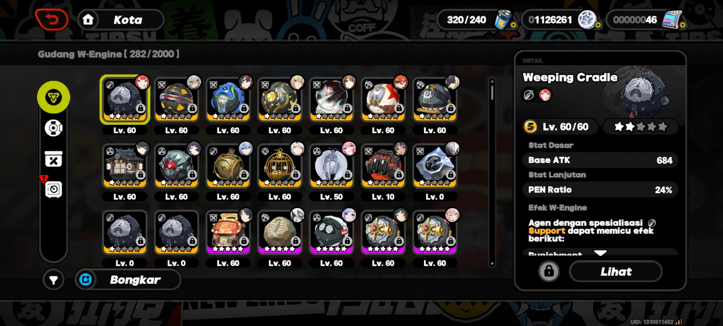 Akun zenless zone zero full void hunter + w engin nya plus  yixuan m1 + w enginnya