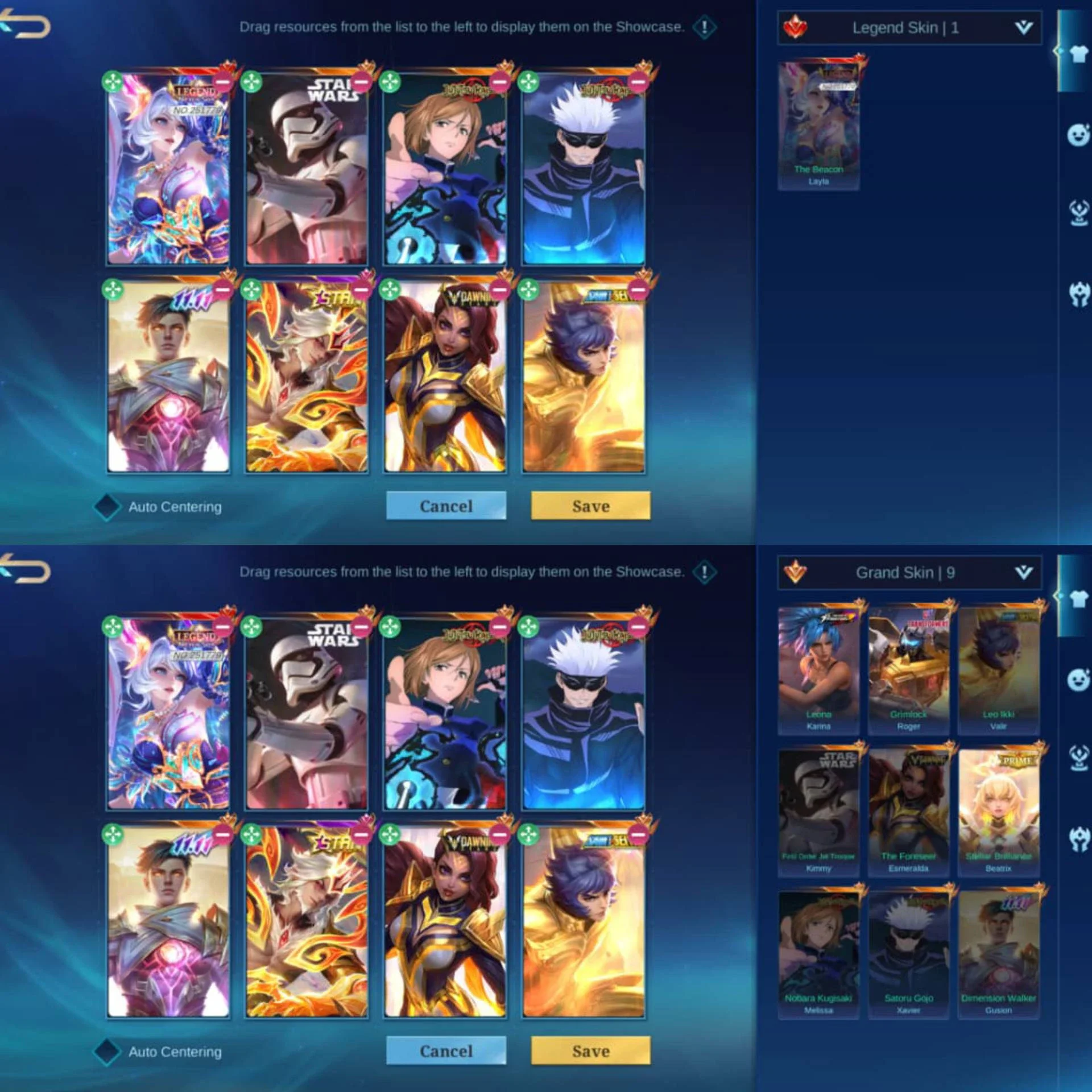 EX GLOBAL DIGIE, 1 STAR CORE LEGEND, LEGEND LAYLA, JJK XAVIER MELISA