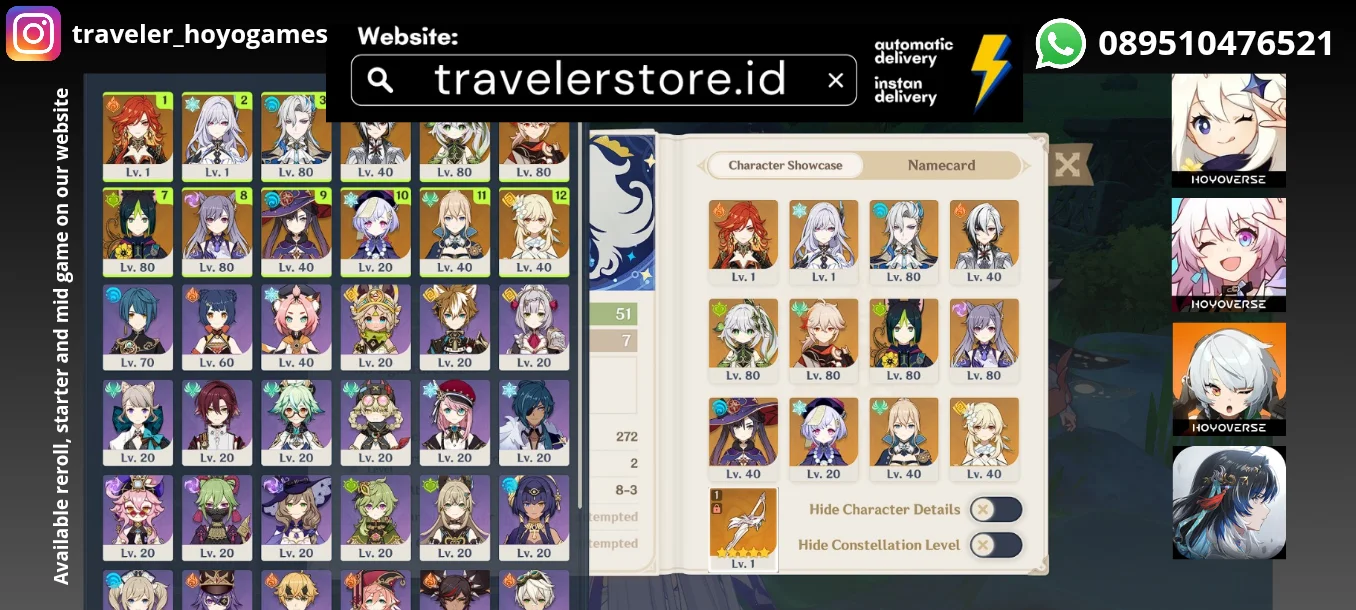 6 Limited: Mavuika Skirk Neuvillette Arlecchino Nahida Kazuha AR 51  MC Female All Set