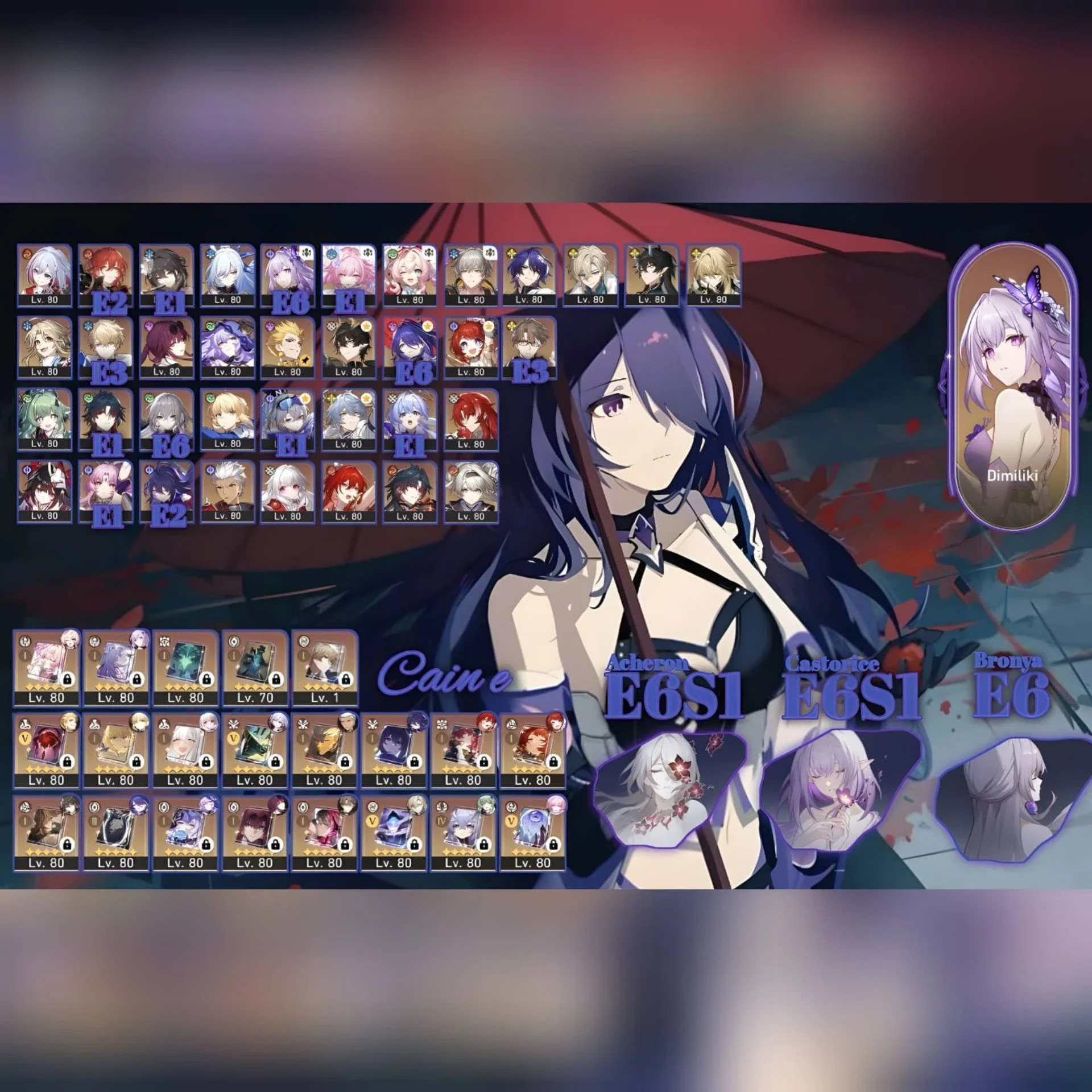 CASTORICE E6S1, ACHERON E6S1, BRONYA E6 | 30 LIMITED + 10 LIMITED LC. BNYAK EIDOLON LAIN JG