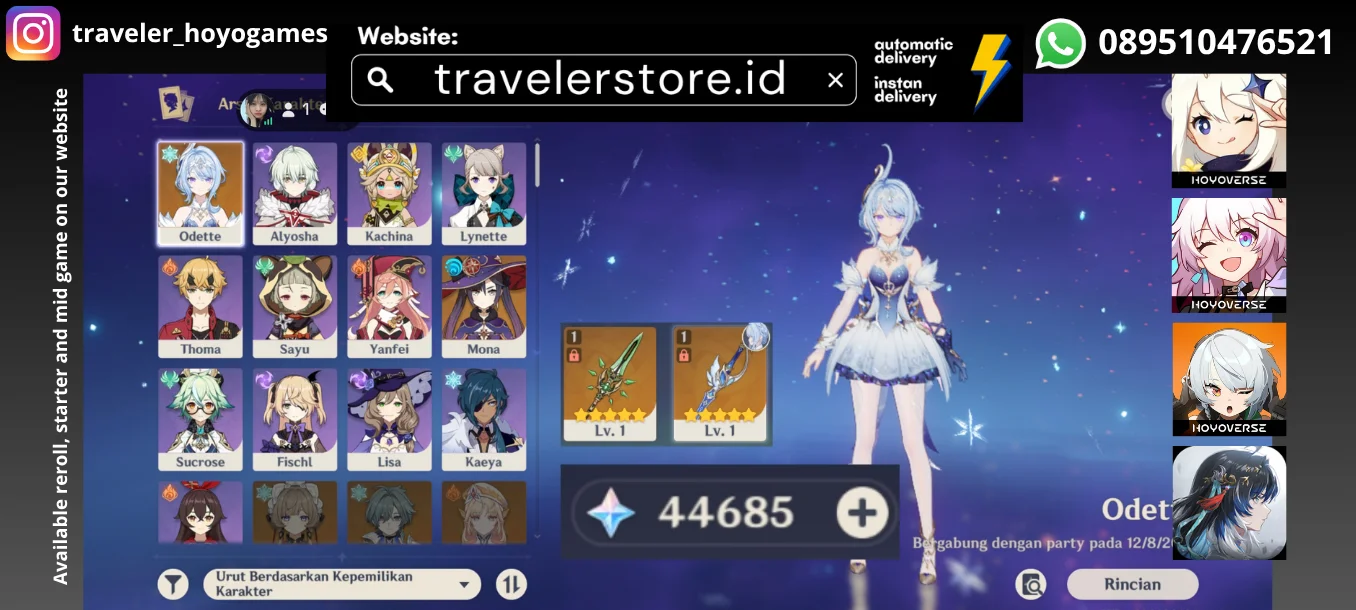 Odette Sign + 45000 Primogems MC Male All Unset