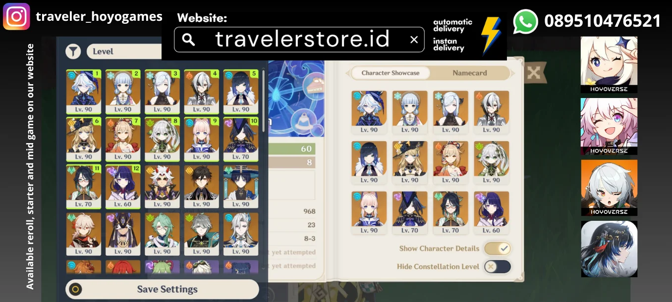 AKUN PRIBADI ADMIN: 7 Sign | 23 Limited Character + 9 Limited Weapon | MC Male All Set No Minus