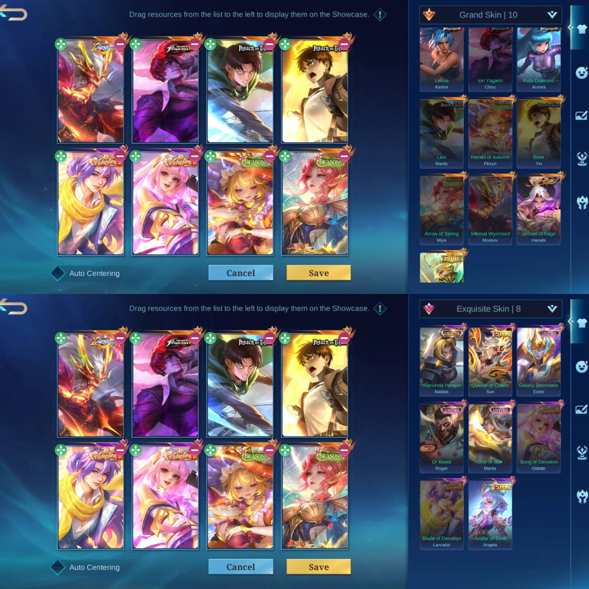 3 KOF CHOU AURORA KARINA, 2 AOT MARTIS YIN, 2 SEASON FLORYN MIYA