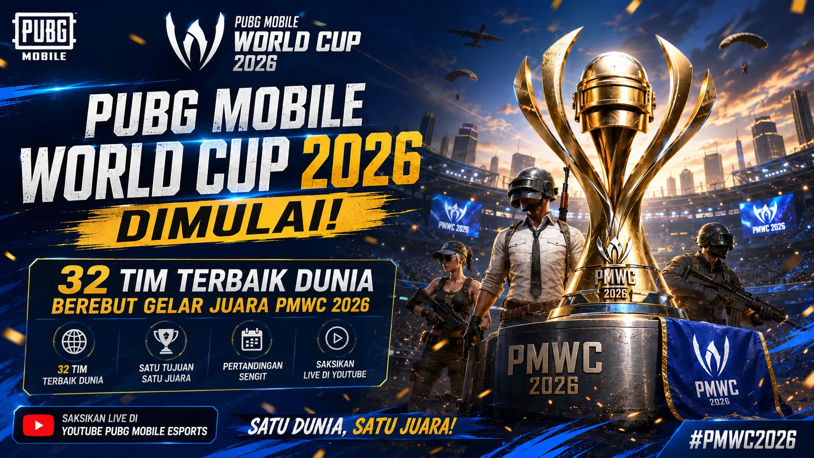 PUBG MOBILE World Cup 2026 Dimulai! 32 Tim Terbaik Dunia Berebut Gelar Juara PMWC 2026