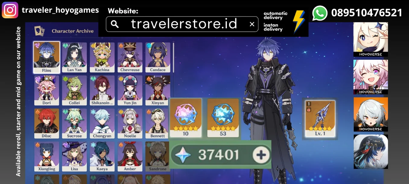 Flins Sign + 38000 Primogems MC Male All Unset
