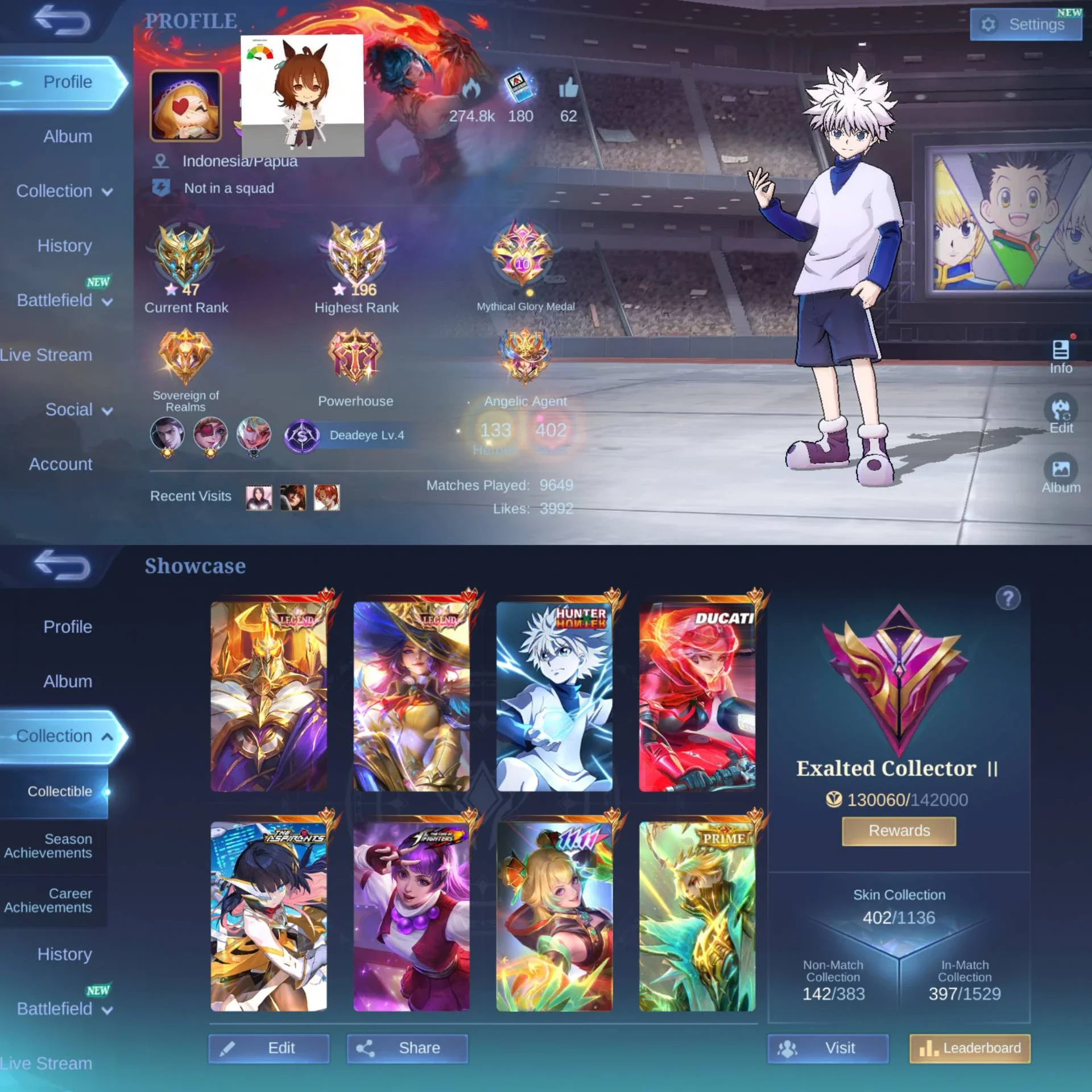 LEGEND LESLEY JOHNSON, KOF GUIN KARINA, HXH HARITH, DUCATI BENED