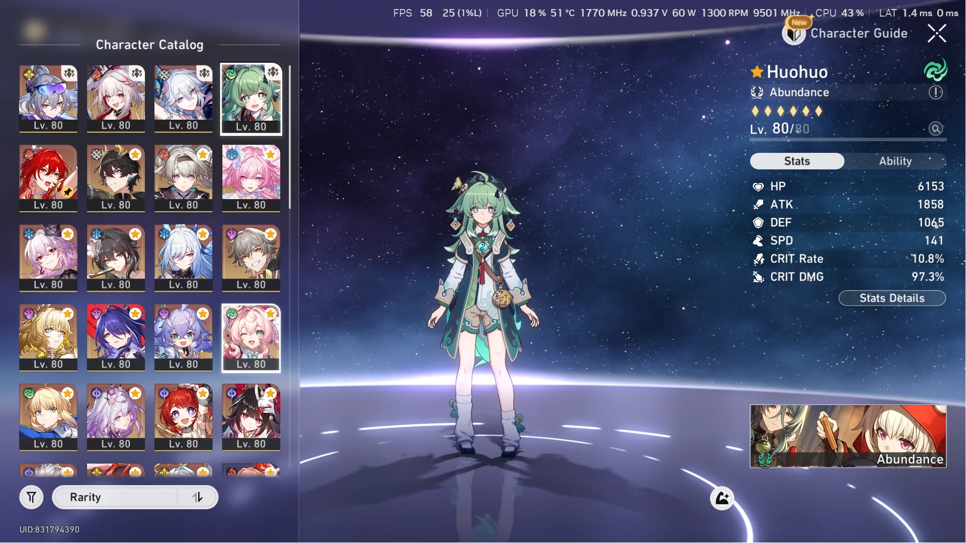 ASIA | 57x 5★ (6x Sigs) | Evernight E2+Sig, Evanescia+Sig, Castorice+Sig,Silerwolf Lv999 E1, Himeko Nova, Yao Guang | HSR-014