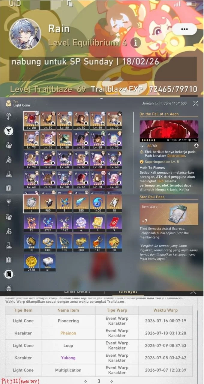 Akun Genshin Wrio c1 sign + akun Hsr