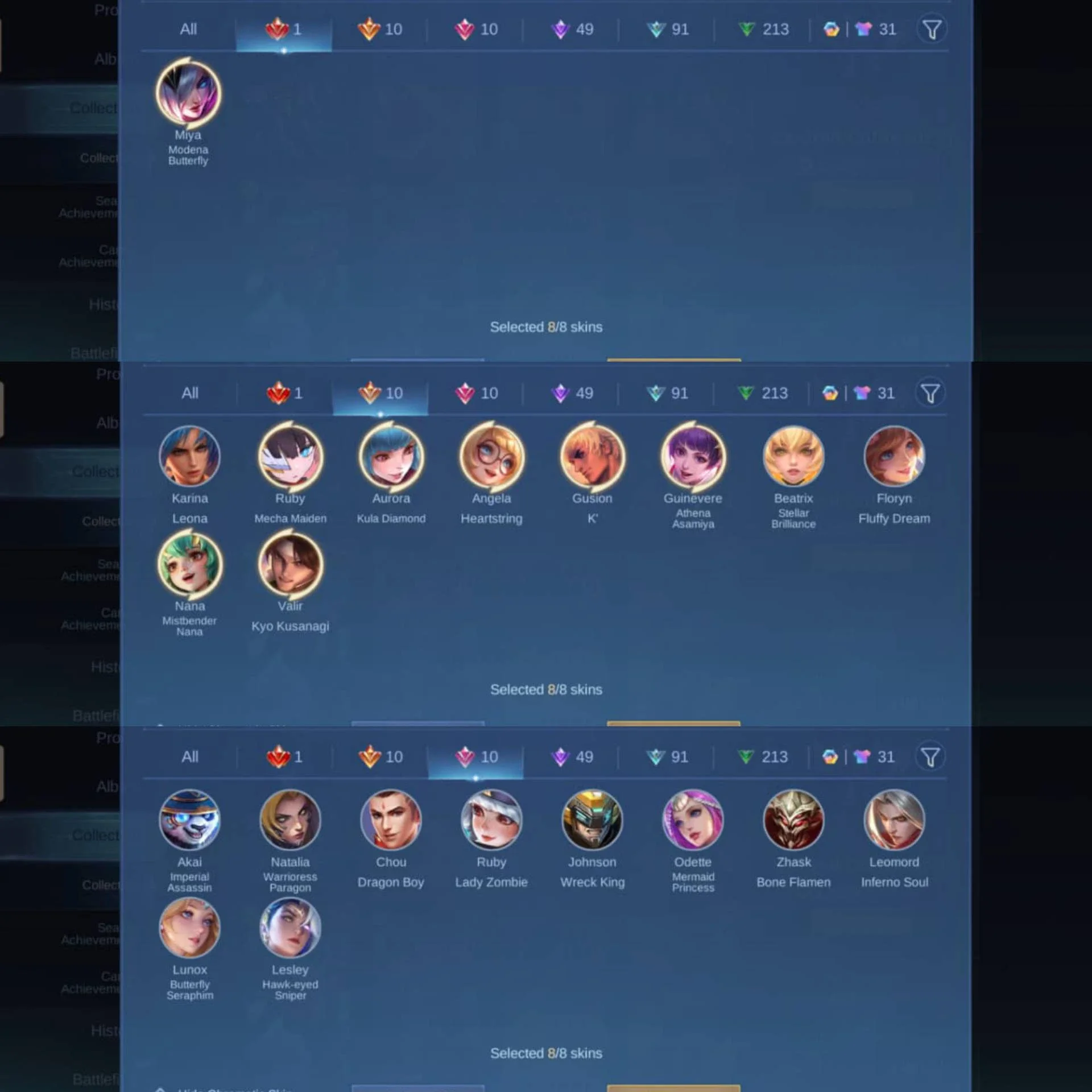 5 KOF, 2 SATRIO, MISTBENDER NANA, ASPIRANT RUBY, PRIME BEATRIK