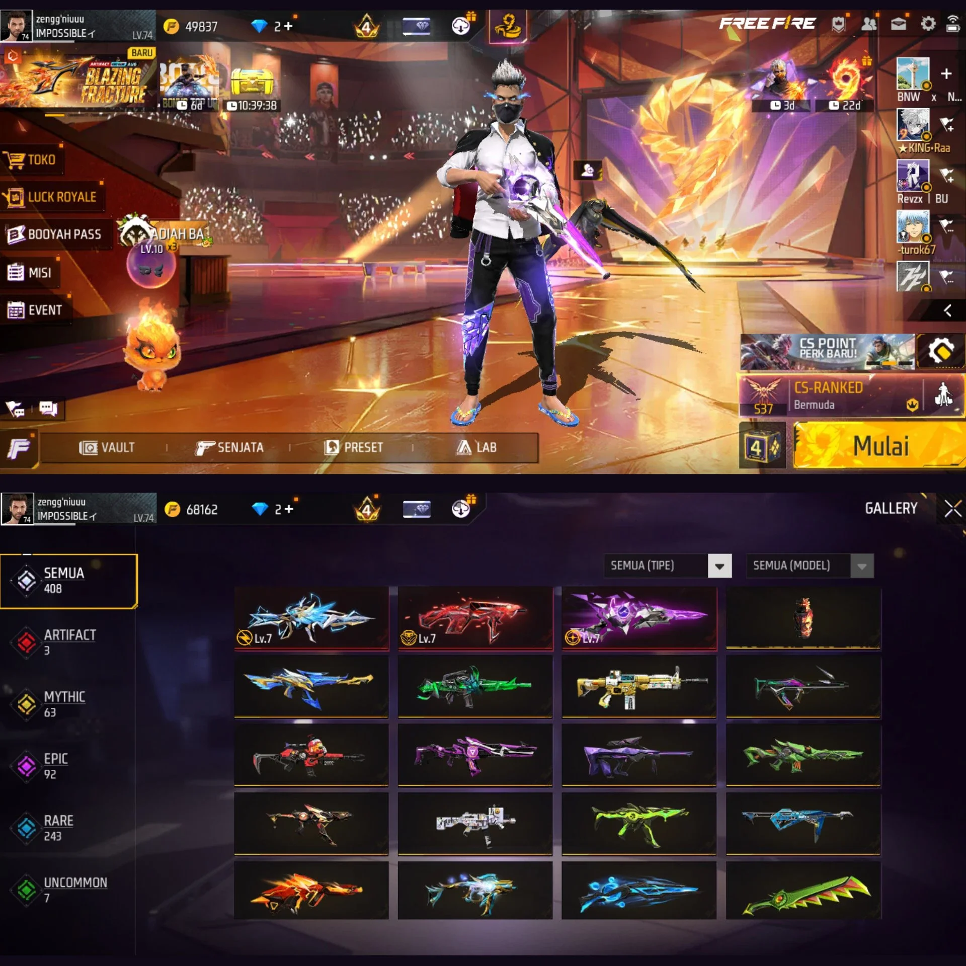 JUAL AKUN FF SATSET