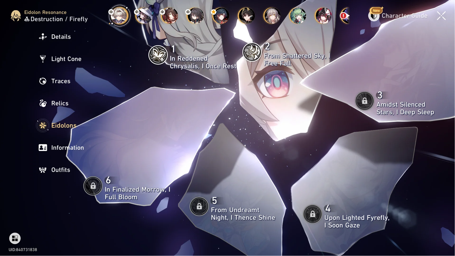 ASIA | 22x 5★ (1x Sig) | Firefly E2+Sig, Ruan Mei E1, Fugue, Dahlia, Blade Mortenax, Archer, Sparkle +more | Unset All | HSR-007
