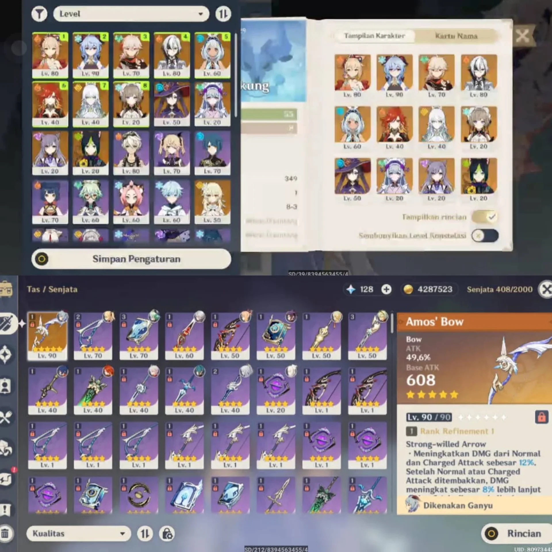 AKUN GENSHIN UID 80 NGGAK KEPAKAI