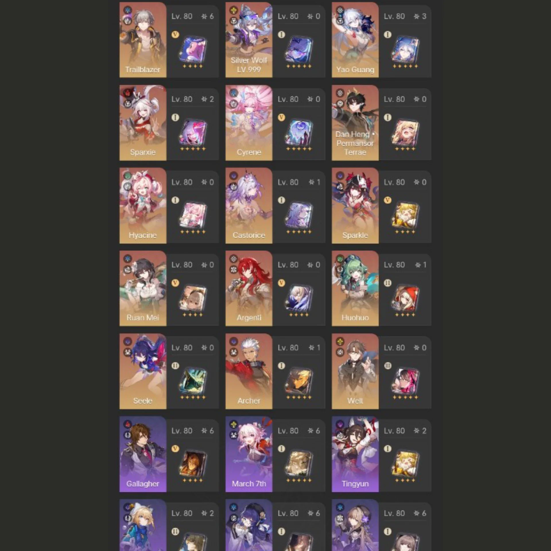 SILVER WOLF LV 999 PREMIUM TEAM + REMEMBRANCE SEMI PREMIUM