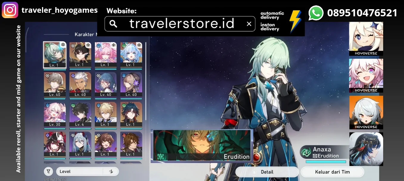 Anaxa Sign + Cerydra + Cyrene + Danheng PT + Sparkle  + Archer + Gilgamesh TL 25 MC Male All Unset