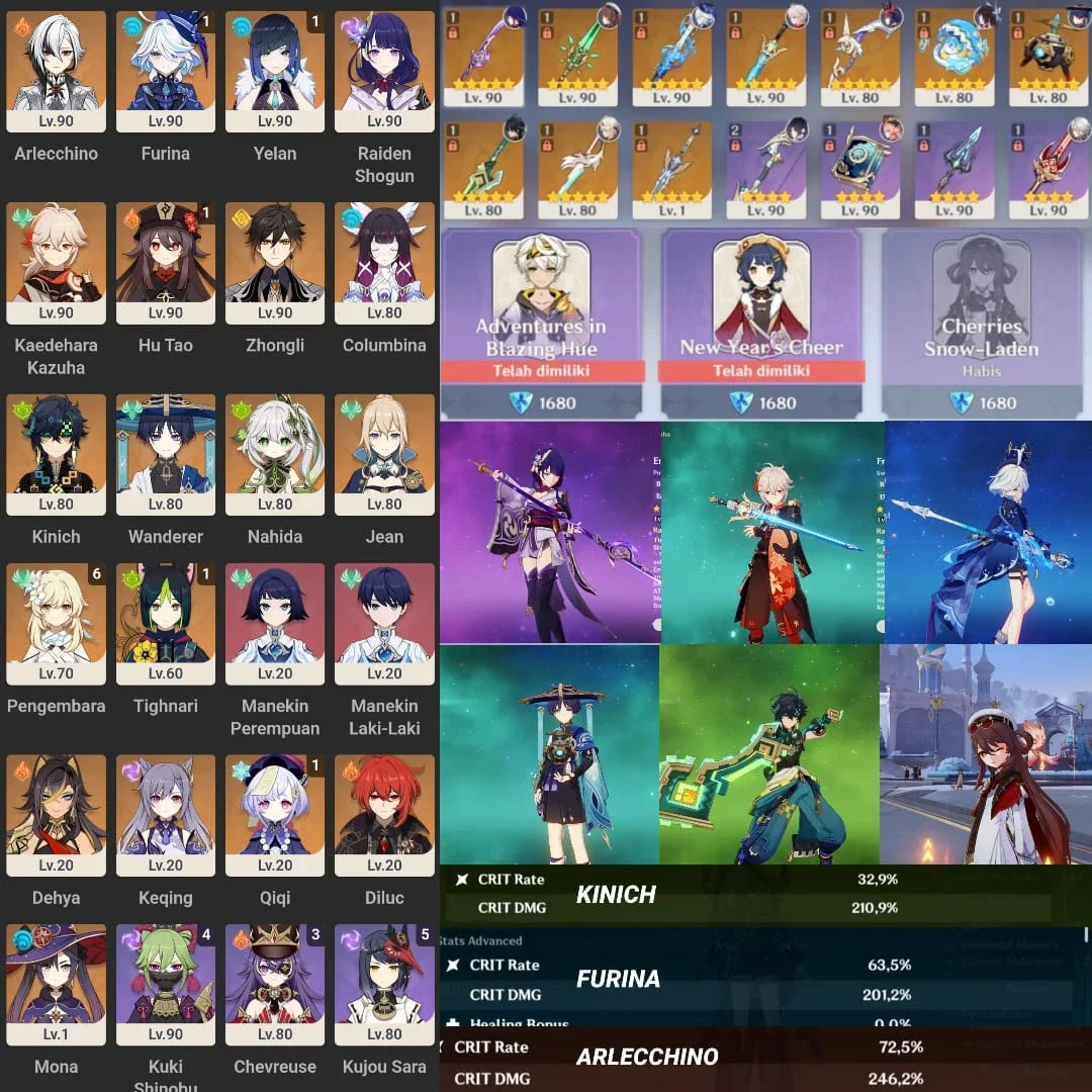 KINICH SIGN, WANDERER SIGN, FURINA C1 SIGN, RAIDEN SIGN, KAZUHA SIGN, YELAN C1, HUTAO C1