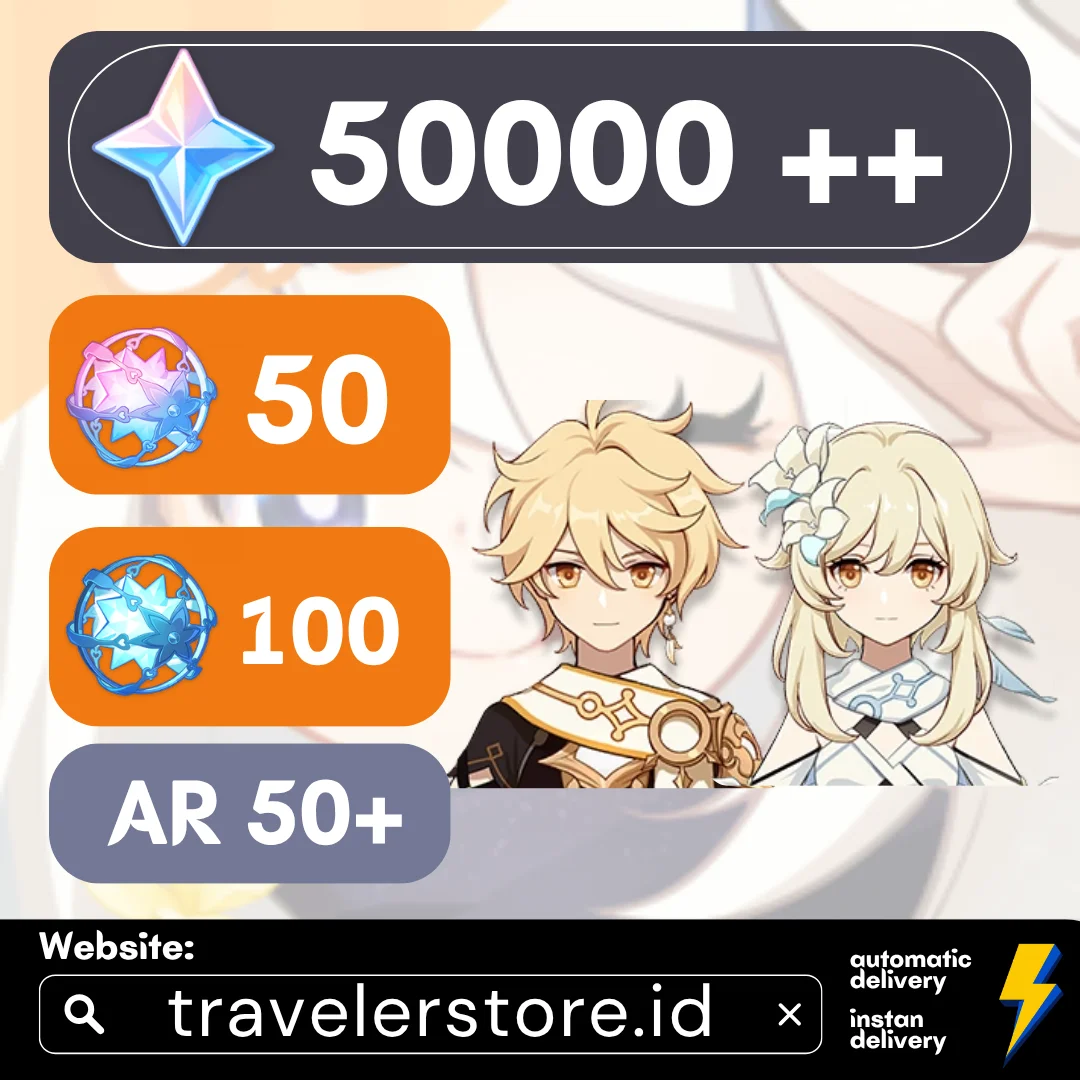 Akun Reroll / Gacha 50000 Primogems 350 - 400 wish / pull Limited Banner