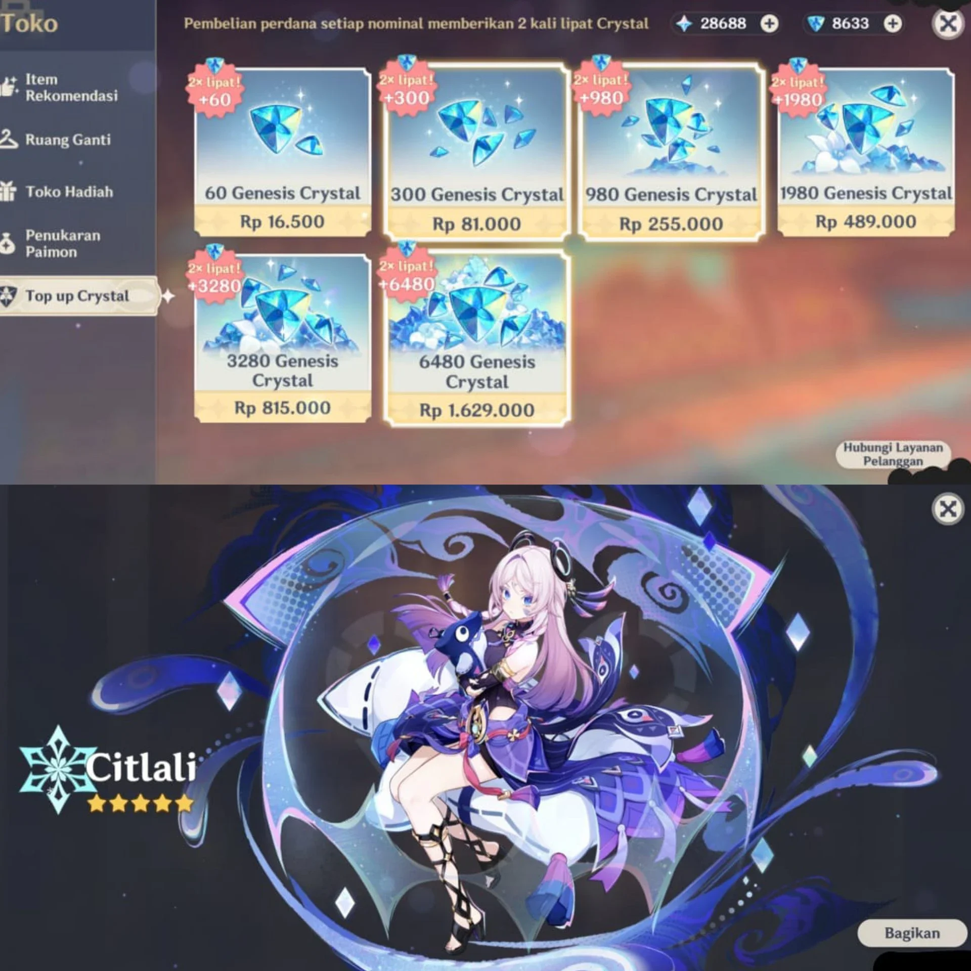 GENSHIN SIAP GACHA WAIFU+SKIN