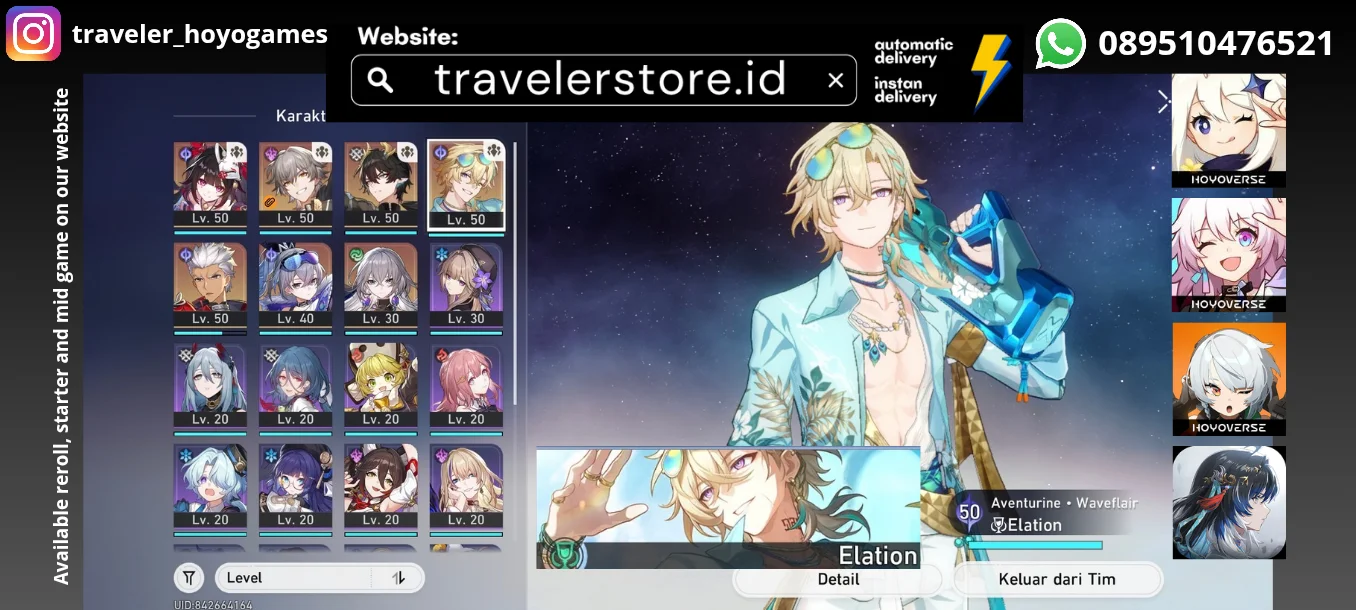 Aventurine Waveflair  Sign + Sparkle Archer Danheng PT Silver Wolf + Golden Companions 2 pcs TL 35 MC  Male All Unset