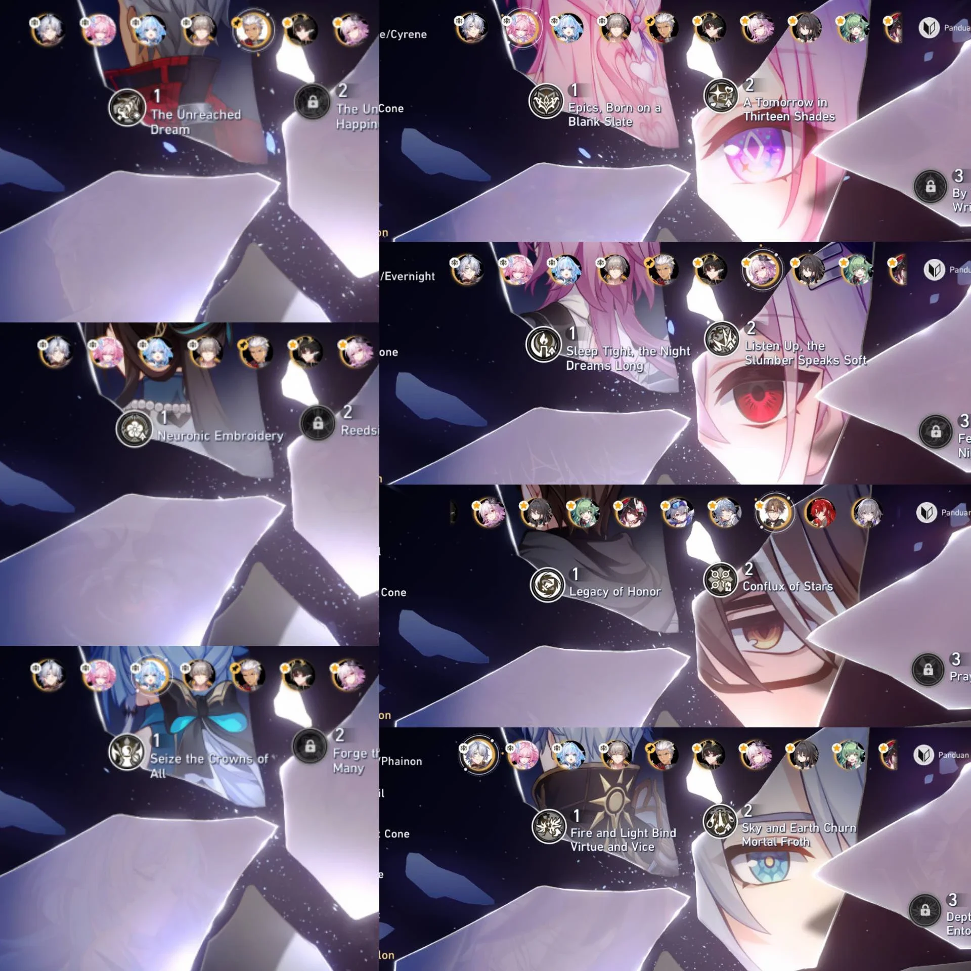 E2 PHAINON, E2 CYRENE, E2 EVERNIGHT, E1 CERYDRA