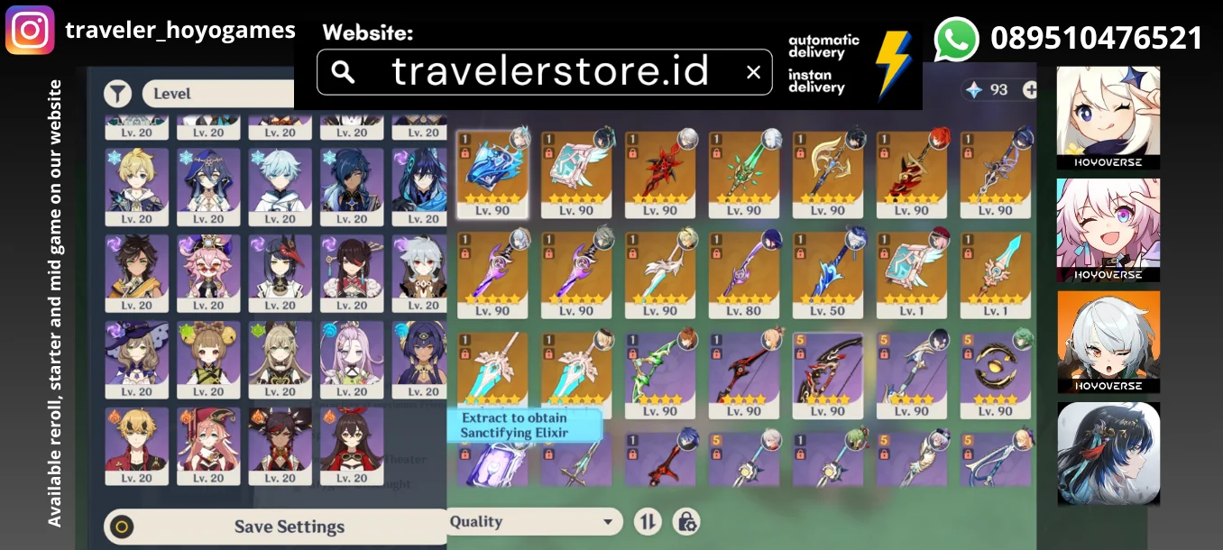 AKUN PRIBADI ADMIN: 7 Sign | 23 Limited Character + 9 Limited Weapon | MC Male All Set No Minus
