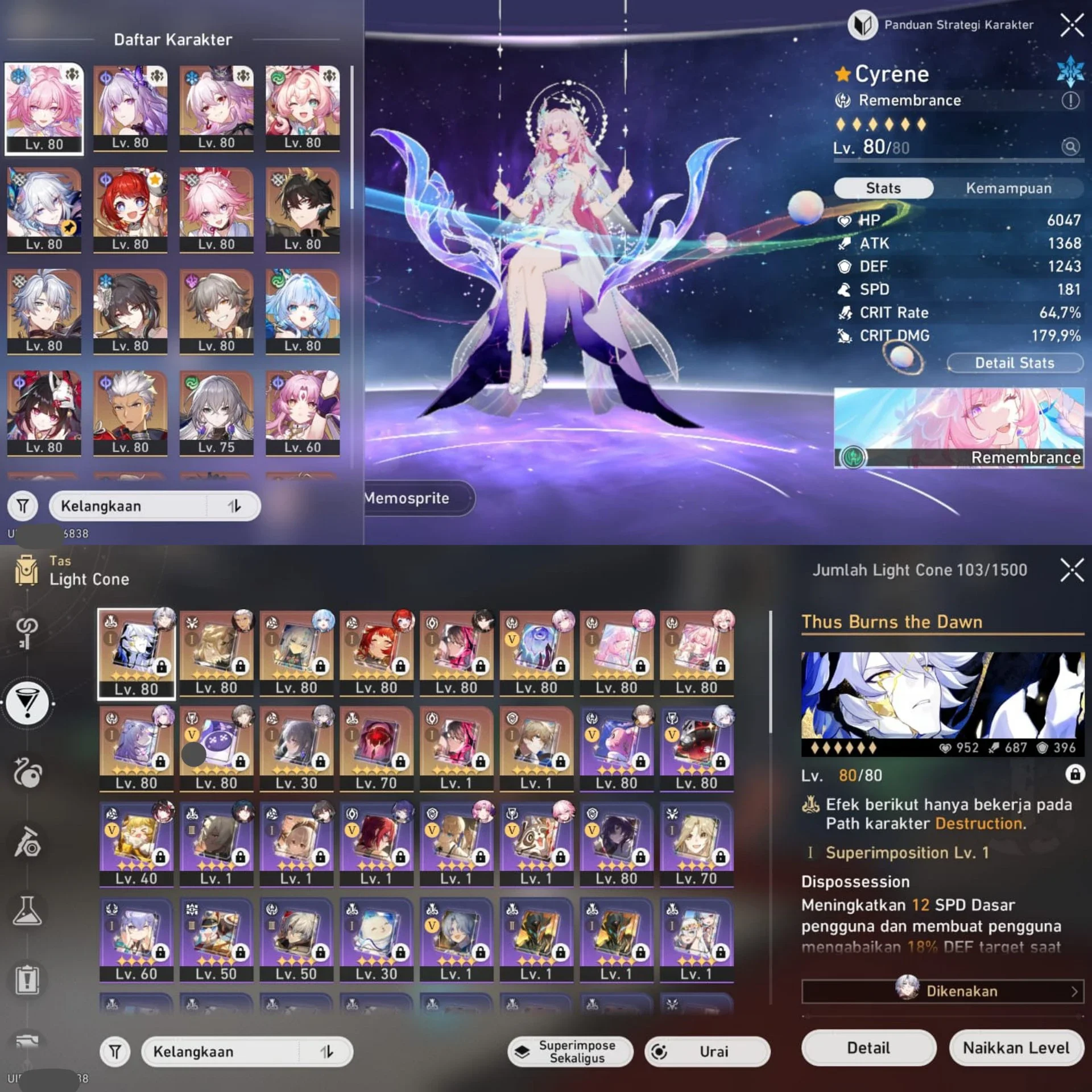 E6 CYRENE MEMO TEAM PREMIUM + SKIN WP Game : HSR