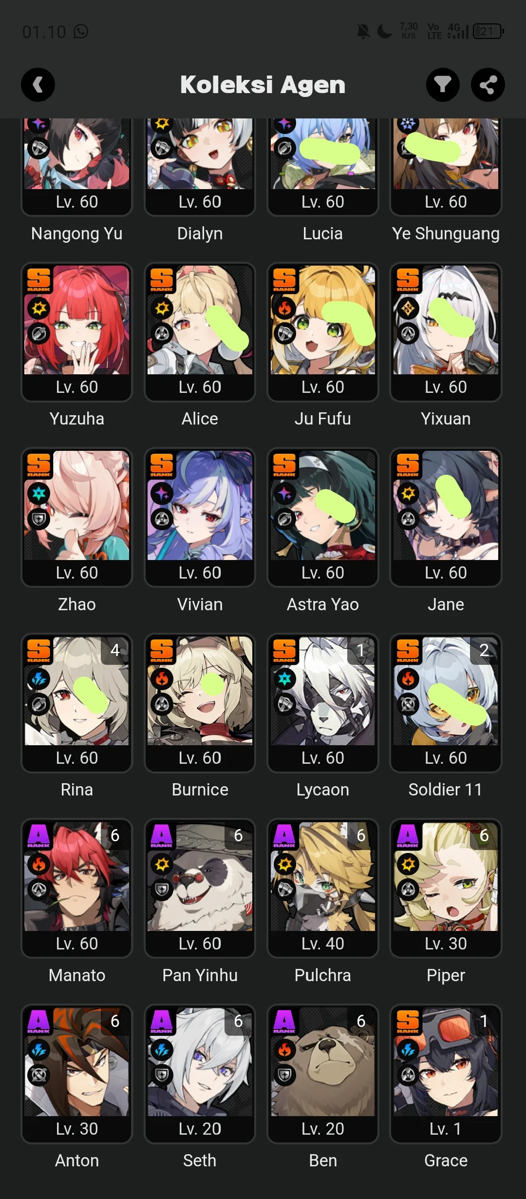 SELL ACC ZZZ MAIN ACCOUNT IK LV60 STORY 3.2  4 Void Hunter A lot of support agent   *the yellow agent with signature